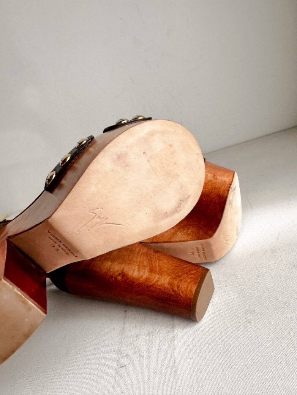 Giuseppe Zanotti High Platform Clog Heels Chocolate Brown Leather 39 - Picture 10 of 13